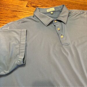 Peter Millar Polo Shirt Men 2XL Blue Striped Summer Comfort Golf Short Sleeve